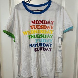 Disney Parks Rainbow Days of the Week Ringer T-Shirt Size 1X NWT